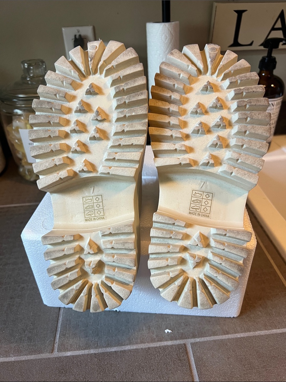 Cream Platform Clog Mules — Chunky Sole Women’s Slip-On - Picture 4 of 5